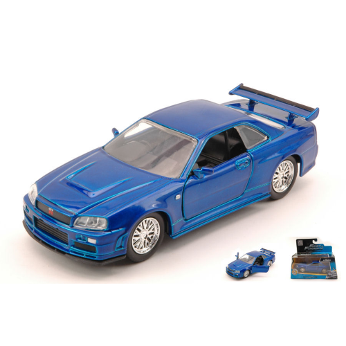 NISSAN BRIAN'S SKYLINE GT-R (R-34) 2007 FAST & FURIOUS 7 METALLIC BLUE 1:32 Jada Toys Movie Modellino