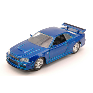 NISSAN BRIAN'S SKYLINE GT-R (R-34) 2007 FAST & FURIOUS 7 METALLIC BLUE 1:32 Jada Toys Movie Modellino