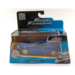 NISSAN BRIAN'S SKYLINE GT-R (R-34) 2007 FAST & FURIOUS 7 METALLIC BLUE 1:32 Jada Toys Movie Modellino