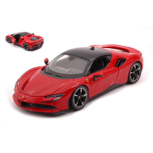 FERRARI SF90 HYBRID STRADALE 2019 RED 1:24 Burago Auto Stradali Modellino