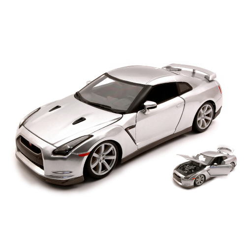 NISSAN GTR 2009 SILVER 1:18 Burago Auto Stradali Modellino