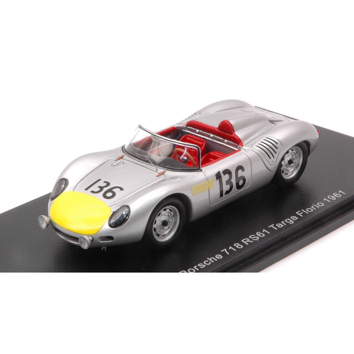 PORSCHE 718 RS61 N.136 TARGA FLORIO 1961 S.MOSS-G.HILL 1:43 Spark Model Auto Competizione Modellino