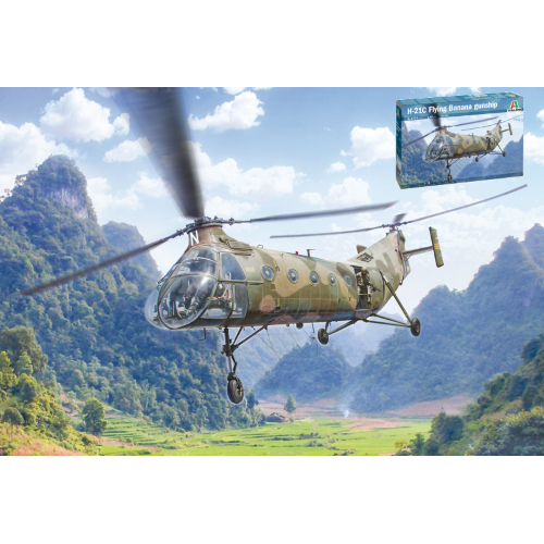 ELICOTTERO H-21C FLYNG BANANA GUNSHIP KIT 1:48 Italeri Kit Elicotteri Modellino
