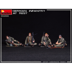 GERMAN INFANTRY AT REST KIT 1:35 Miniart Kit Figure Militari Modellino