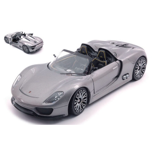 PORSCHE 918 SPYDER HYBRID 2013 SILVER 1:24 Welly Auto Stradali Modellino