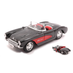 CHEVROLET CORVETTE 1957 BLACK/RED 1:24 Welly Auto Stradali Die Cast Modellino