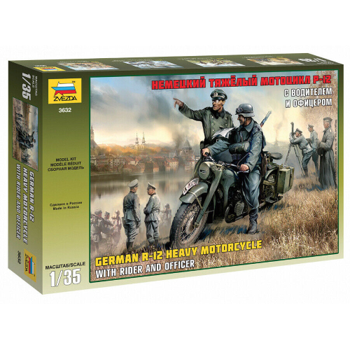 GERMAN WWII MOTORCYCLE R 12 KIT 1:35 Zvezda Kit Figure Militari Modellino