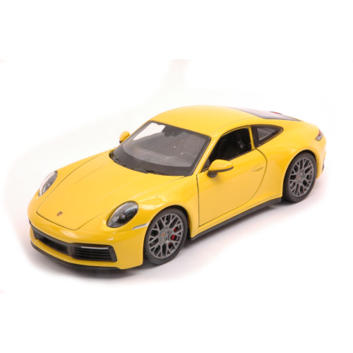 PORSCHE 911 CARRERA 4S 2019 YELLOW 1:24 Welly Auto Stradali Modellino