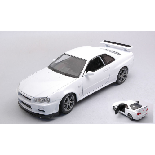 NISSAN SKYLINE GT-R (R34) 1999 WHITE 1:24 Welly Auto Stradali Modellino