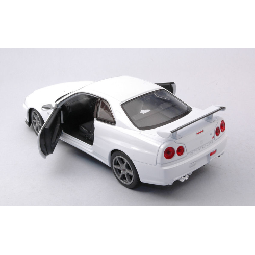 NISSAN SKYLINE GT-R (R34) 1999 WHITE 1:24 Welly Auto Stradali Modellino