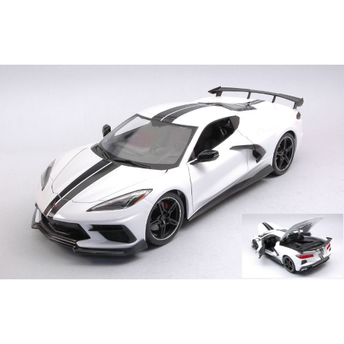 CHEVROLET CORVETTE STINGRAY (HIGH WING) 2020 WHITE 1:18 Maisto Auto Stradali Modellino