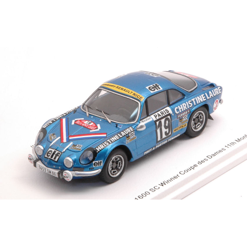 ALPINE A110 N.19 WINNER COUPES DES DAMES 11th MONTE CARLO 1976 MOUTON-CONCONI 1:43  Spark Model Auto Rally Modellino