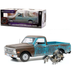 CHEVROLET C-10 1971 WITH ALIEN FIGURE "INDIPENDENCE DAY 1996" BLUE 1:18 Hot Wheels Movie Modellino