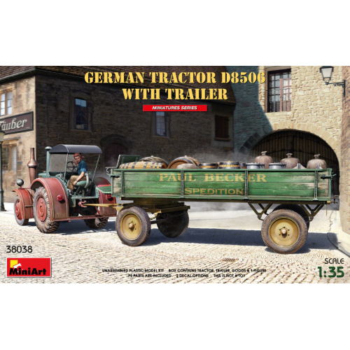 GERMAN TRACTOR D8506 WITH TRAILER KIT 1:35 Miniart Kit Mezzi Militari Modellino