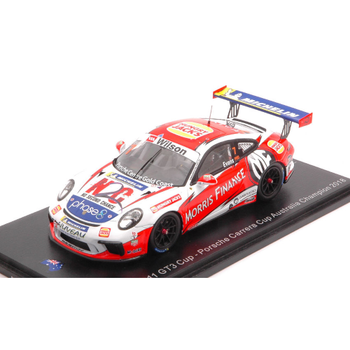 PORSCHE 911 GT3 N.7 CARRERA CUP AUSTRALIA CHAMPION J.EVANS 1:43 Spark Model Auto Competizione Modellino