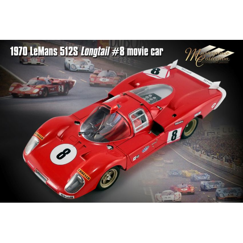 FERRARI 512 S LONG TAIL N.8 ACCIDENT LE MANS 1970 A.MERZARIO-C.REGAZZONI 1:18 GMP Movie Modellino