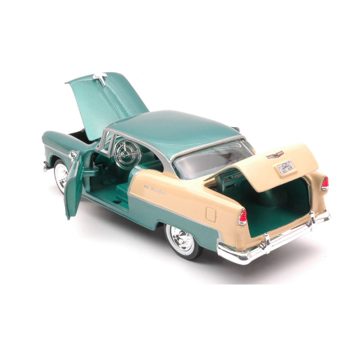 CHEVY BEL AIR 1955 GREEN/CREME 1:24 MotorMax Auto Stradali Modellino