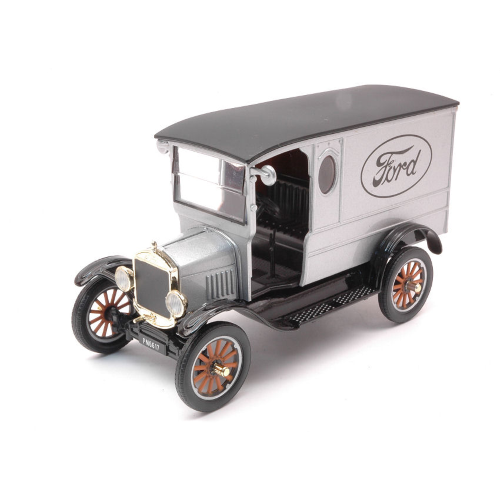 FORD MODEL T PADDY WAGON 1925 SILVER WITH FORD LOGO 1:24 MotorMax Auto d'Epoca Modellino