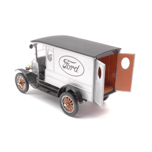 FORD MODEL T PADDY WAGON 1925 SILVER WITH FORD LOGO 1:24 MotorMax Auto d'Epoca Modellino