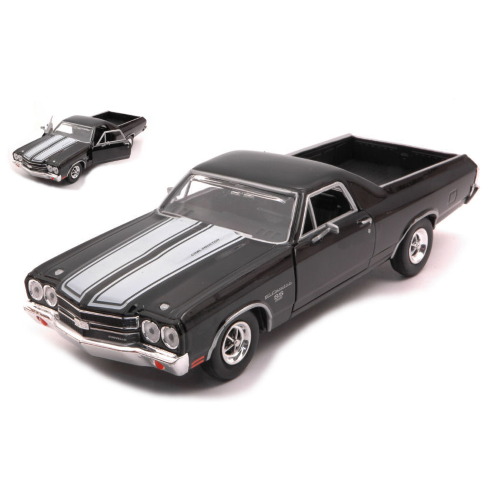 CHEVROLET EL CAMINO SS396 1970 BLACK WITH WHITE STRIPES 1:24 MotorMax Auto Stradali Modellino