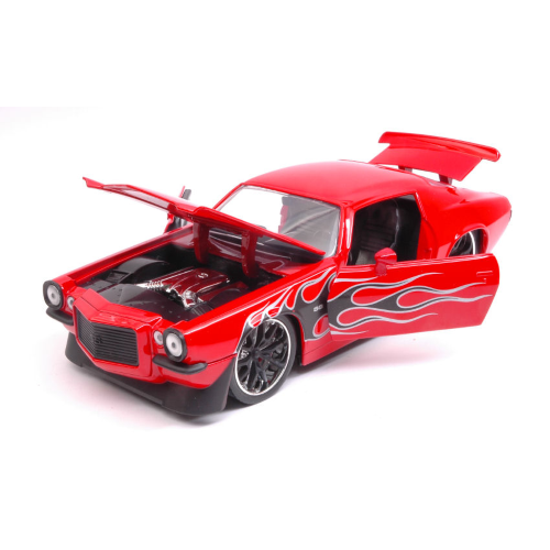 CHEVY CAMARO 1971 RED WITH BLACK FLAMES "BIGTIME MUSCLE" 1:24 Jada Toys Tuning Modellino
