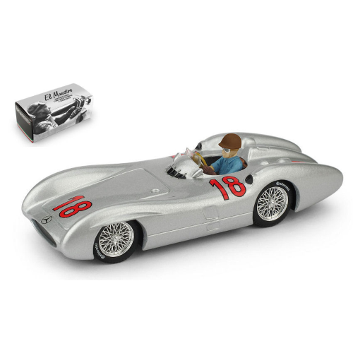 MERCEDES W 196 M.FANGIO 1954 N.18 FRANCE GP WORLD CHAMPION WITH PILOTE 1:43 Brumm Formula 1 Modellino
