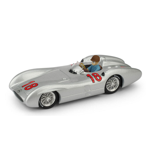 MERCEDES W 196 M.FANGIO 1954 N.18 FRANCE GP WORLD CHAMPION WITH PILOTE 1:43 Brumm Formula 1 Modellino