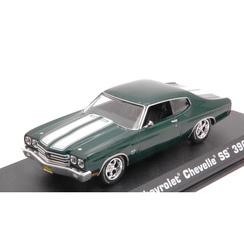 CHEVROLET CHEVELLE SS 396 1970 "JOHN WICK" GREEN WHITE STRIPES 1:43 Greenlight Auto Stradali Modellino