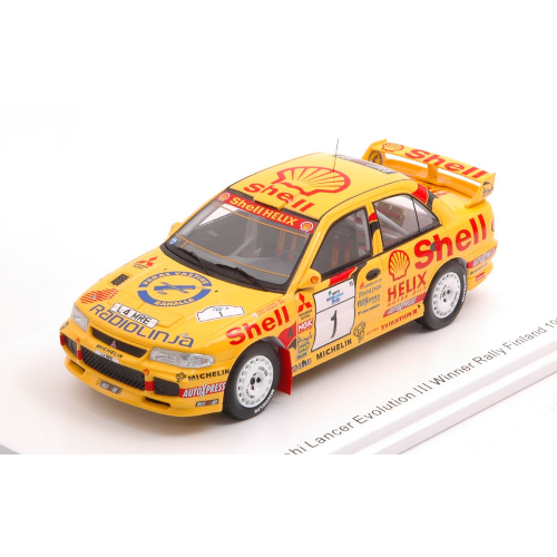 MITSUBISHI LANCER EVO III N.1 WINNER FINLAND 1995 MAKINEN-HARJANNE 1:43 Spark Model Auto Rally Modellino