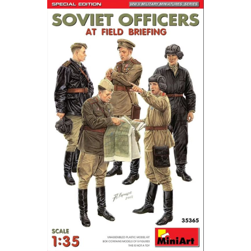 SOVIET OFFICIERS AT FIELD BRIEFING KIT 1:35 Miniart Kit Figure Militari Die Cast Modellino