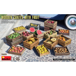 WOODEN CRATES WITH FRUITS KIT 1:35 Miniart Kit Diorami Die Cast Modellino