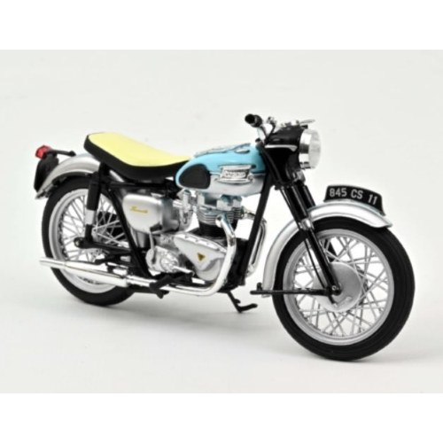 TRIUMPH BONNEVILLE 1959 LIGHT BLUE/SILVER 1:18 Norev Moto Die Cast Modellino