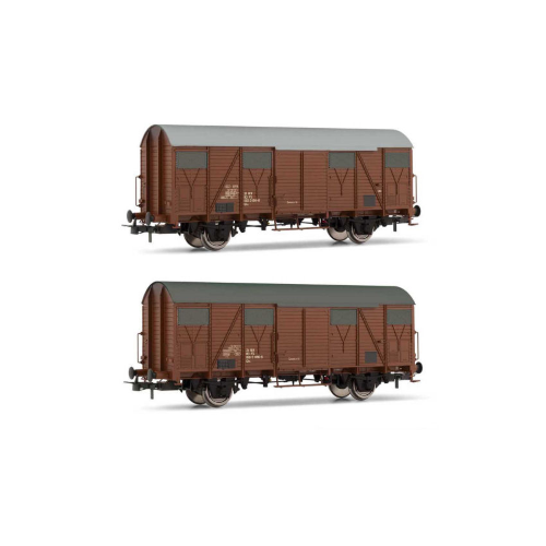 FS 2 UNITA' DI CARRI CHIUSI Ghs C/BASSI A EPOCA IV-V 1:87 Rivarossi Treni Modellino