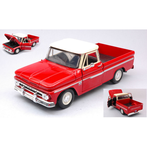 CHEVROLET C10 FLETSIDE PICK-UP 1966 RED 1:24 MotorMax Auto Stradali Modellino