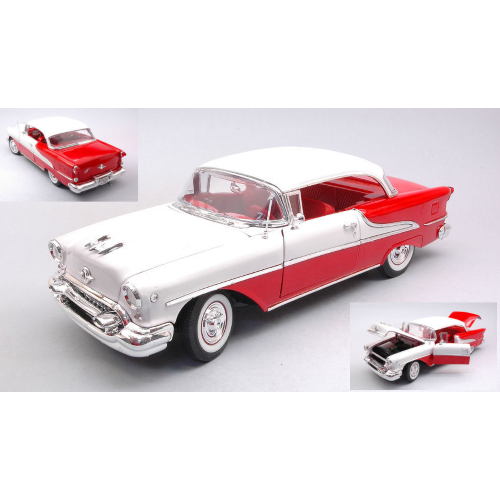 OLDSMOBILE SUPER88 1955 RED/WHITE 1:18 Welly Auto Stradali Modellino