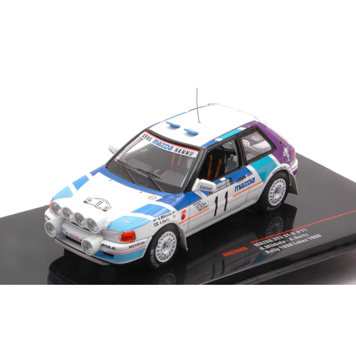 MAZDA 323 GTX N.11 1000 LAKES RALLY 1990 NIGHT LIGHTS MIKKOLA/HERTZ 1:43 Ixo Model Auto Rally Modellino