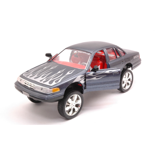 FORD CROWN VICTORIA 1998 GREY METALLIC WITH FLAMES 1:24 MotorMax Tuning Modellino
