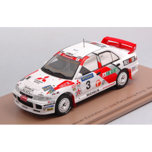 MITSUBISHI LANCER EVO III N.3 2nd HONG KONG 1996 R.BURNS-R.REID 1:43 Spark Model Auto Rally Modellino