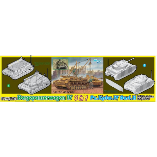 BERGEPANZERWAGEN IV / Pz.Kpfw.IV Ausf.H 2 in 1 KIT 1:35 Dragon Kit Mezzi Militari Modellino