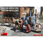 EUROPEAN AGRICULTURAL TRACTOR WITH CART KIT 1:35 Miniart Kit Art.Vari Die Cast Modellino