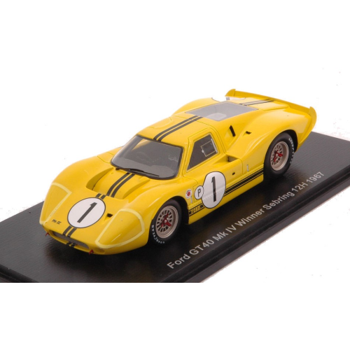 FORD GT40 MK IV N.1 WINNER 12 H SEBRING 1967 M.ANDRETTI-B.MC LAREN 1:43 Spark Model Auto Competizione Modellino