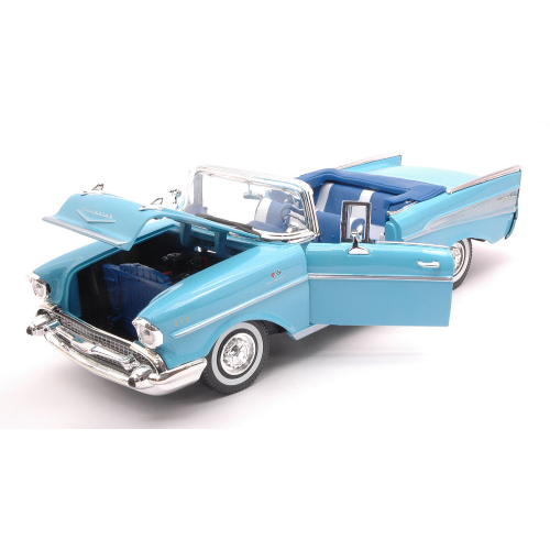 CHEVROLET BEL AIR CONVERTIBLE 1957 BLUE 1:18 MotorMax Auto Stradali Modellino