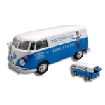 VW TYPE 2 (T1) BUS 1965 DELIVERY VAN KUNDENDIENST BLUE/WHITE 1:24 MotorMax Veicoli Commerciali Die Cast Modellino