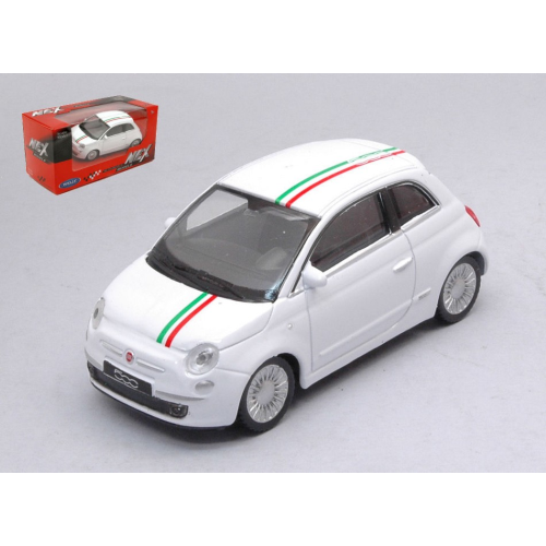 FIAT 500 2007 BIANCA CON STRISCIA TRICOLORE 1:43 Welly Auto Stradali Modellino