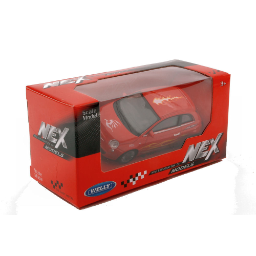 FIAT 500 2007 RED WITH DECO 1:43 Welly Auto Stradali Modellino