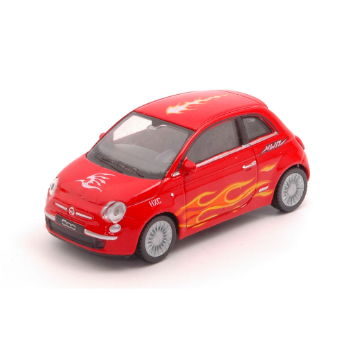 FIAT 500 2007 RED WITH DECO 1:43 Welly Auto Stradali Modellino