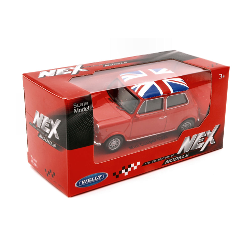 MINI COOPER 1300 1974 RED WITH UK ROOF 1:43 Welly Auto Stradali Modellino