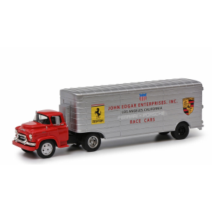GMC RENNTRANSPORTER TEAM JOHN EDGARD ENTERPRISES FERRARI-PORSCHE 1950 1:43 Schuco Camion Modellino