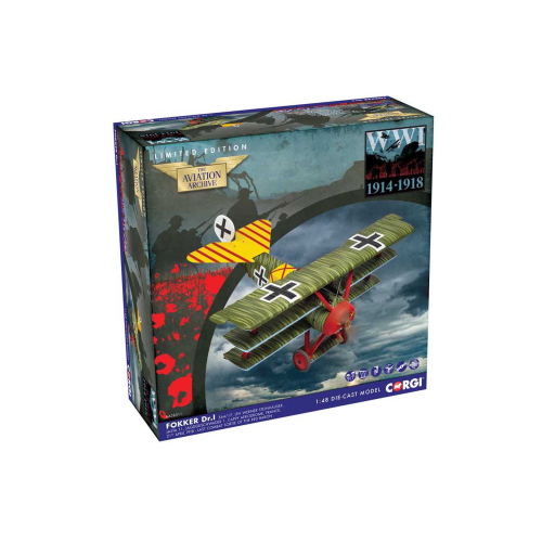 FOKKER DR1 TRIPLANE WERNER STEINHAUSER (La morte del Barone Rosso, 21/04/1918) 1:48 Corgi Aerei Modellino