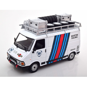 FIAT 242 MARTINI RALLY TEAM 1986 ASSISTANCE WITH ROOF TIRES 1:18 Ixo Model Auto Rally Modellino
